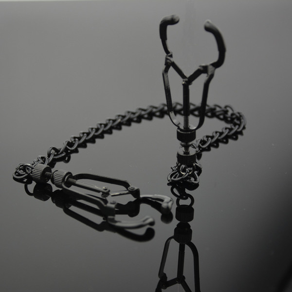 Black spider Shape Adjustable Steel Nipple Clip Clamps Breast Flirt SM Bondage Metal Nipple Chain Chained Women Female Sex Toys A535