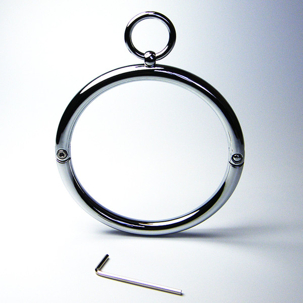 120mm diameter round cuffs metal collar men and women slave collar rings locking bdsm collars bondage restraints