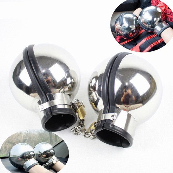 Stainless Steel Spherical Handcuffs Bondage Fist Mitts Fetish Bondage Restraints BDSM Handcuff Sex Toys For Couple