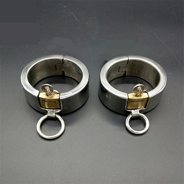 Heavy Duty Steel Chastity Devices Locking Bracelet Restraint Shackles SM Bondage Steel Fetters Hands Collars Sex Toys