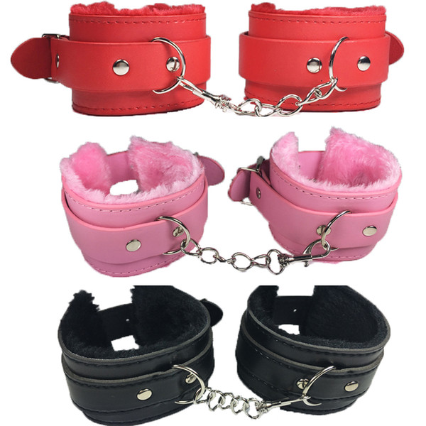 1 Pair Sex Game Handcuffs for Sex Product Pink Red Black Size could Adjusted Sex Toys for Adult QQ013