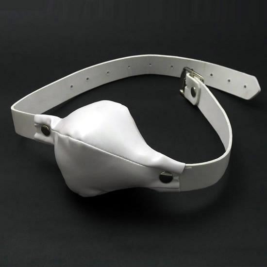 Extra Large Full White Soft Leather 6 cm Ball Gag