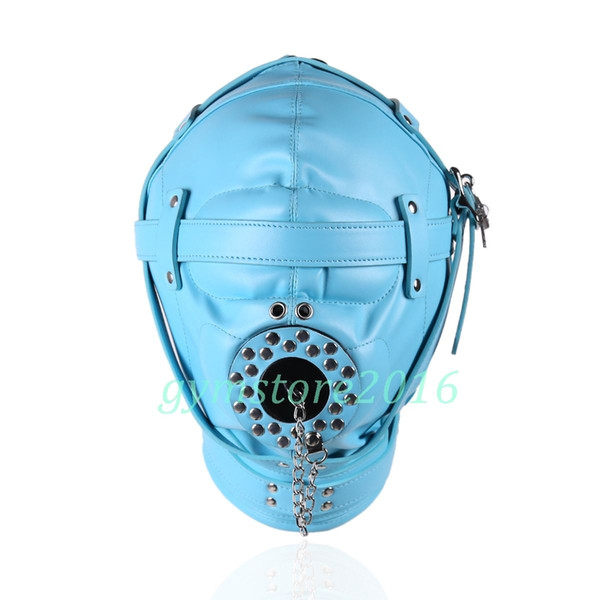 Lockable Full Head Mouth Restraint Eye Mask Hoods Fetish Headgear Head Blindfold #Q76