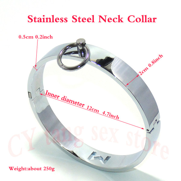 4.7Inch Stainless Steel Metal Neck Collar Slave Bondage Cosplay Fetish Sex Toys Adult Games