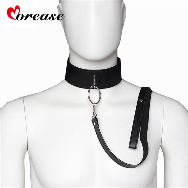 Sex Slave Bondage Collar and leash Neck Dog Collar Leather Harness Fetsih Erotic BDSM Sex Adult Games Toys For Couples Woman Men Y18102405