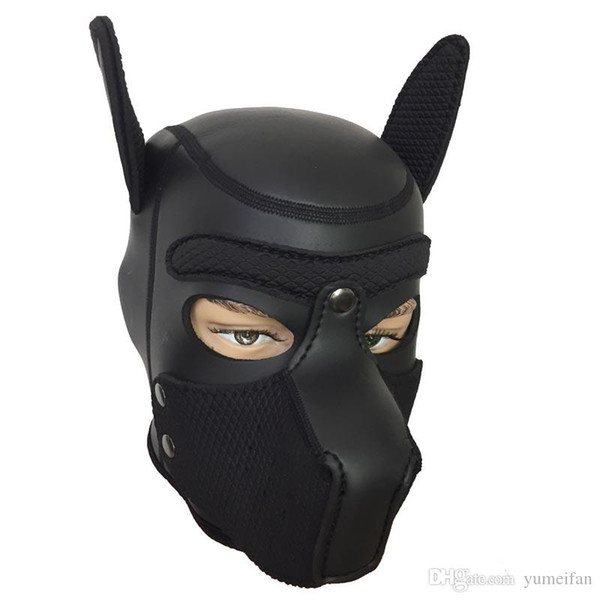 Quality Soft Padded Latex Rubber Puppy Play Dog Cosplay Full Head Mask with Ears Fetish Muzzle Hood Pet Role Play Gimp Costume