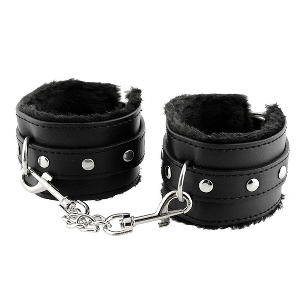 Free Shipping Black Soft PU Leather Handcuffs Restraints Bondage Sex Products Sex Toys Costume Tools