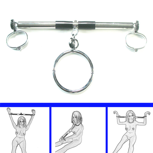 Portable Multifunction posture Spreader Bar with Wrist Cuffs and Collar for BDSM Bandage