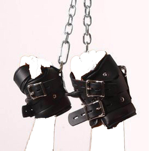 Faux Leather Sex Bondage Restraint Wrist Suspension Cuffs with D-Ring Slave Trainer Dungeon Gear Fetish SM Sex Products