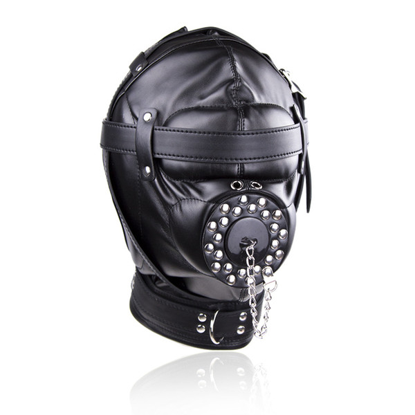 Superior Fetish PU Leather Bondage Hood Open Mouth Sex Slave Gag Mask bdsm Bondage Restraints Erotic Sex Toys for Couples