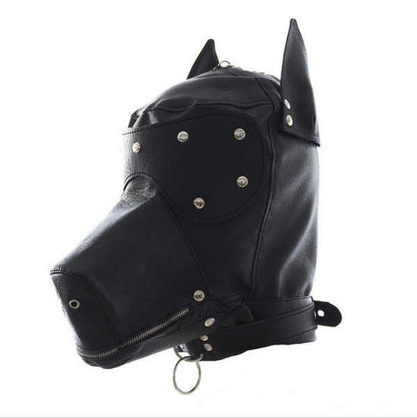 Pu Dog slave head Hood hoods Head bondage fully enclosed fun headgear masks sex game Hoods & game for couples