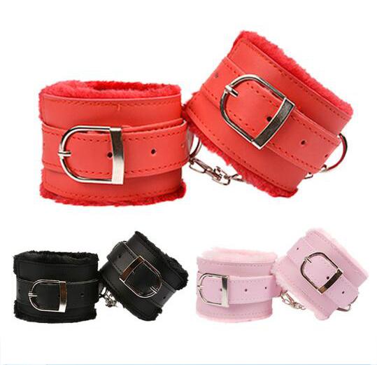 Adult Sex Products Black Red Pink PU Leather Handcuffs Restraints Bondage Erotic Sex Toys For Woman Couples Restraints Slave Game