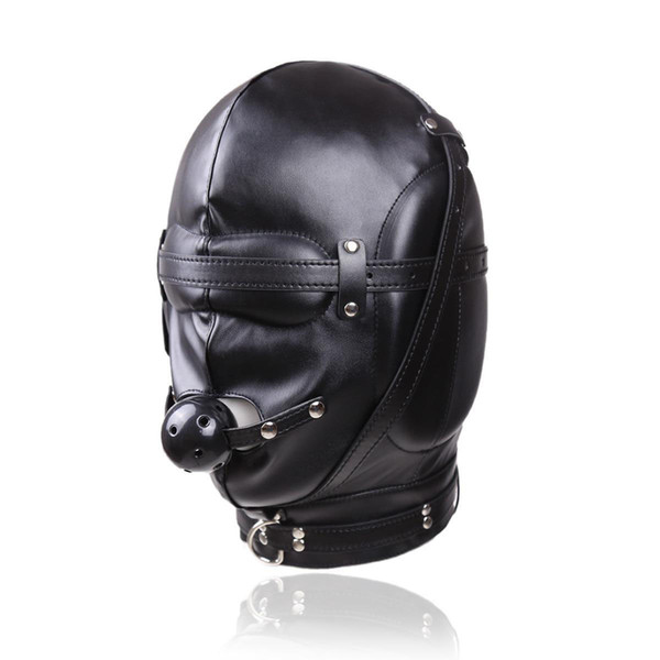 New BDSM Bondage Mask With hollow Mouth Gag SM Totally Enclosed Hood Sex Slave Head Hood Sex Toys For Couples Sex product