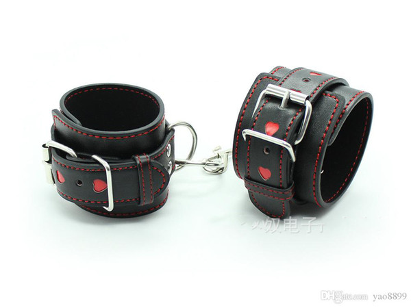 1 pair Black Soft PU Leather Handcuffs Restraints Sex Bondage Sex Products Ankle Cuffs Bondage Slave Sex Toys for Couple