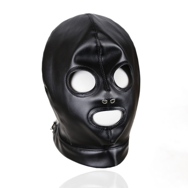 New Tease Bondage Restraint Head Harness Slave Sexy Mask 3 Hole Hood Cap Open Mouth Eyes Adult Game Sex Toys For Couples