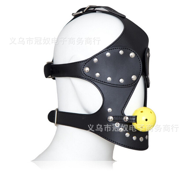 Slave Bright Muzzles Leather Hoods Mask Removable Mouth Gag Goggles Fetish Fantasy Sex Product For Adult Head Restraints BDSM Bondage W189