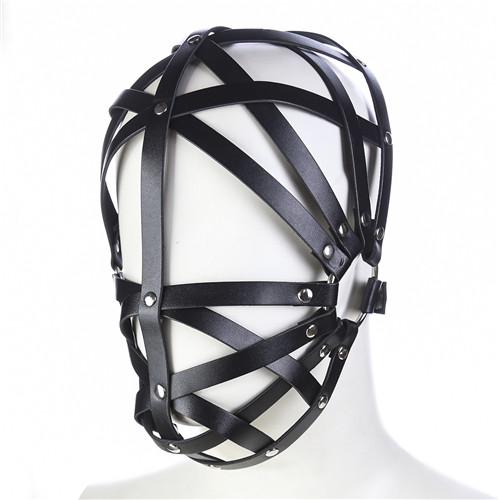 Hot SM fun fuchsia soft PU leather mask full face mask penalty set bondage toys hood couple flirting adult products