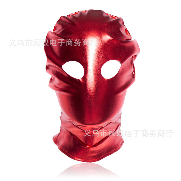 2 Hole Fetish Faux Leather Hood Sex Mask,Sex Restraint Bondage Hood Sex Toys for Men Women Slave Black, red Adult Games