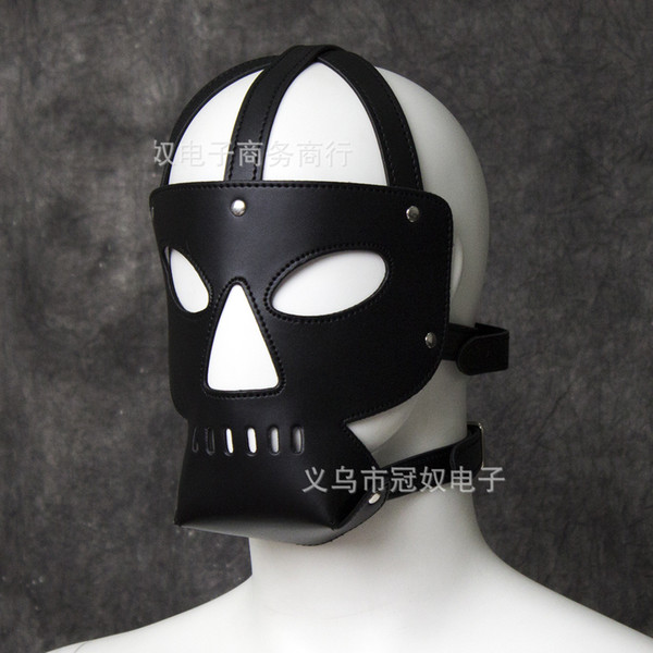 High quality leather bondage hood mask fetish face mask cap sex toys sex slave game for adults bondage device