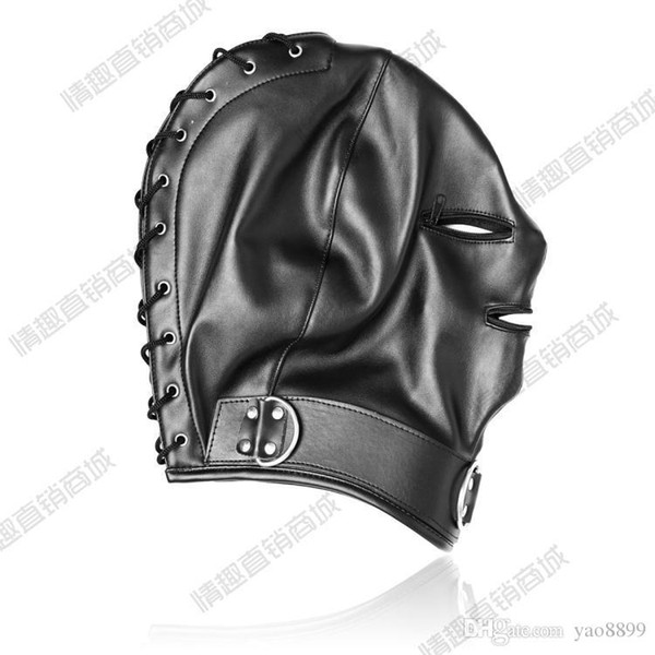 Black Leather Head Harness with Muzzle Leather Muzzle G-040 best price bdsm on sale hot sale H258