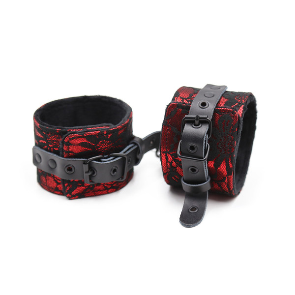 Slave Collar BDSM Toys Bondage Restraints Leather Handcuffs Adult Sex Toys Kit Ankle Cuffs Shackles Bondage Cuffs Suit Bondage