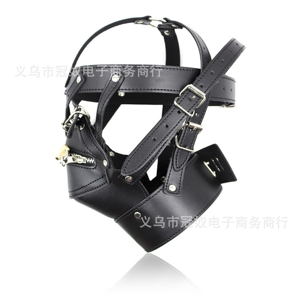 BDSM Sex Toys Black Leather Head Harness With Muzzle Leather Muzzle Bondage Restraint Gear Adult Sex Product S778