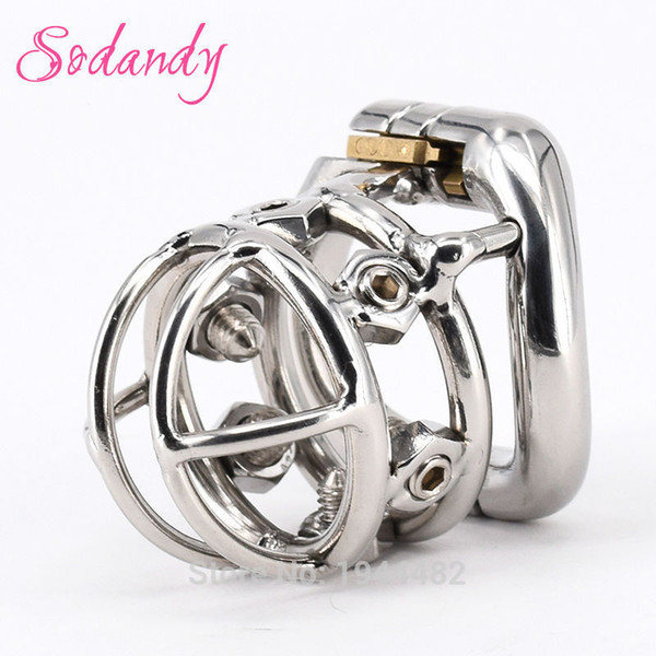 SODANDY Chastity Devices Male Chastity Spikes Stainless Steel Spiked Cock Cage Penis Locking For Men Bondage Penis Rings With 6 Screws