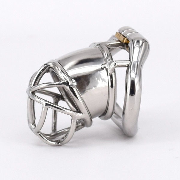 New Design Stainless Steel Male Cock Cage Chastity Device Sex Toy Penis Lock with Arc Base Activities Lock Ring