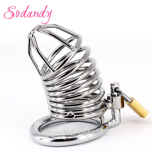 SODANDY Male Chastity Devices Metal Cock Cage Mens Chastity Belt Penis Lock Bondage Alloy Cock Ring CBT Sex Equipment For Man