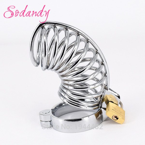 SODANDY Mens Chastity Belt Male Chastity Devices Metal Cock Cage Penis Lock Bondage Alloy Cock Ring Penisring CBT Sex Equipment For Man