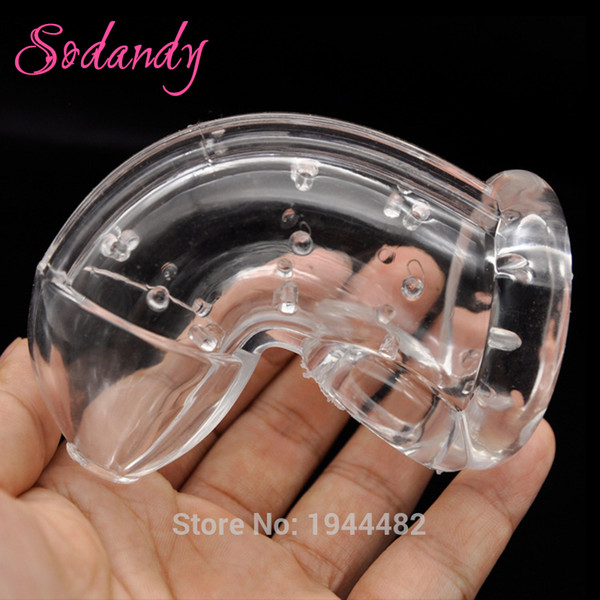 SODANDY Male Chastity Devices Clear Penis Sleeves Chastity Belt Spiked Cock Cage Bondage Cockring Adjustable Penis Cover