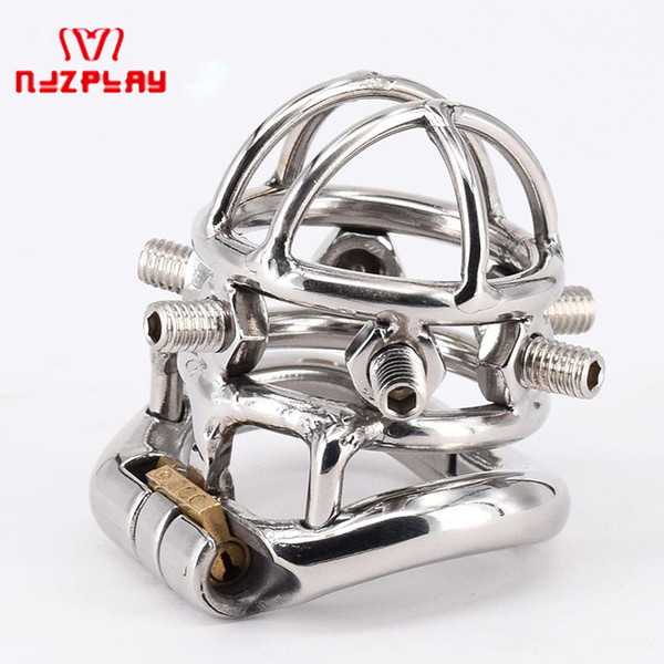 Chastity Devices Male Chastity Spikes Stainless Steel Cock Cage Penis Locking For Men Bondage Penis Rings With 6 Screws 0.3kg