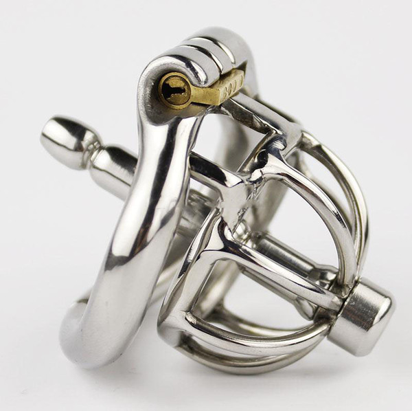 2019 Super Short Cock cage Male chastity belt device Penis lock cages Stainless steel adult sex toys For men