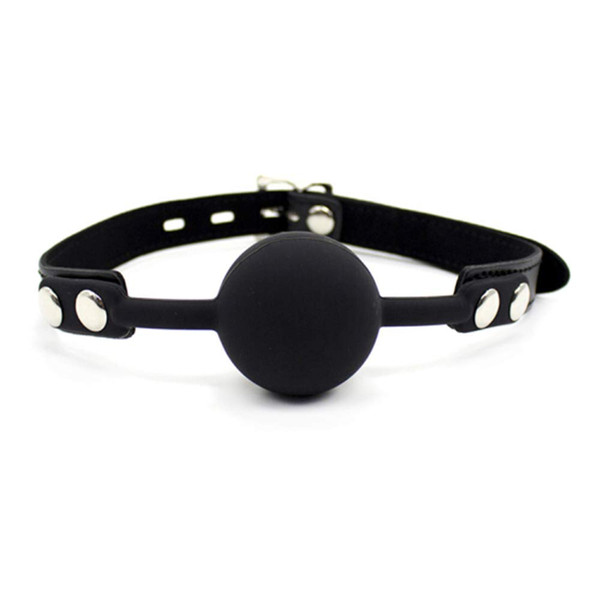 PU Leather Paly Buckle Belt Silicon Mouth Ball Open Breathable Mouth Gag For Men Woman