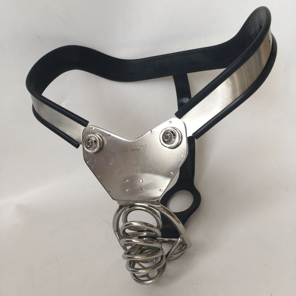 2017 New Arrival Male Chastity Device Stainless Steel Chastity Belt Model-T Adjustable Curve Waist Belt With Cock Cage BDSM Sex Toys