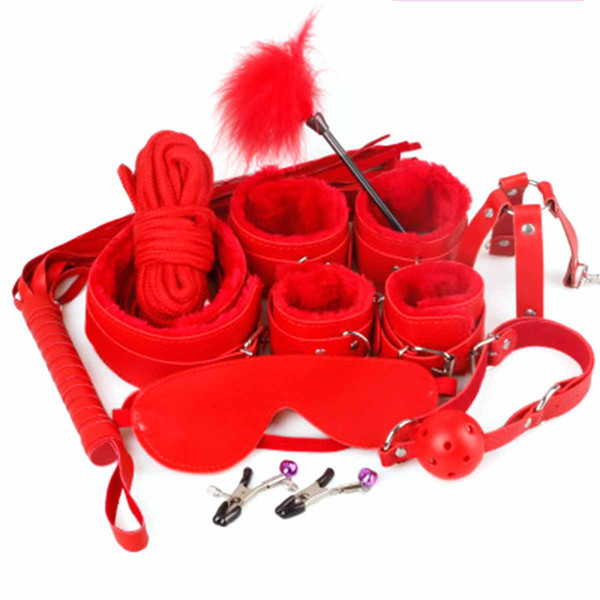 7pcs/set Restraint Cabala Leather Sex Games BDSM Sex Toys Slave game Sexy Womenizer Erotic Toys Handcuffs Gag Sex Toys for couples 3105003