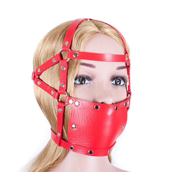 1pcs Harness Gag Bondage Head Harness with Black and red mask type mesh strengthening mouth ball plug