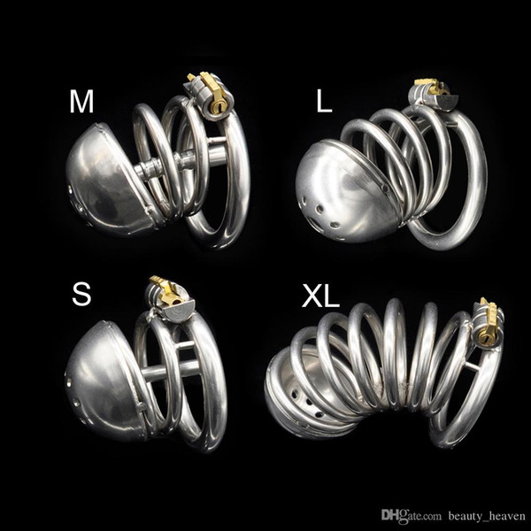 4 Styles dormant lock Design Chastity Cock Cage short male stainless steel penis ring Chastity Belt Device BDSM Sex Toys for men