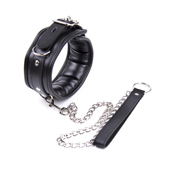 Leather Bondage Restraints Gear Sex Adult Collars Slave Collar With Chain Leash Sex Neck BDSM Sex Toys For Couple Adult Games