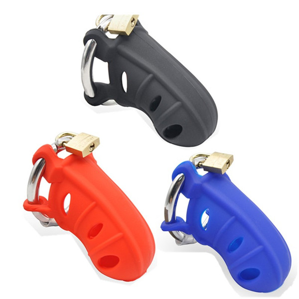 Top Medical Silicone Male Chastity Lock Small Chastity Cage Penis Ring for Couples Game Adult Sex Toys G7-2-15