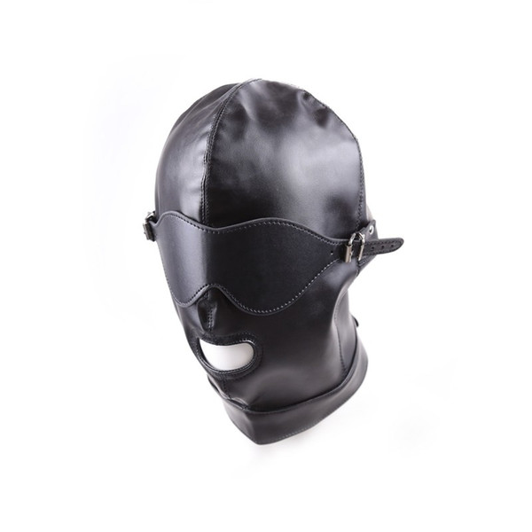 Mask Helmet Adjustable Laced Strap Hood Fetish Unisex Color Black Hood Mask Blindfolded with Mouth Opening Flirting Headgear Breathable