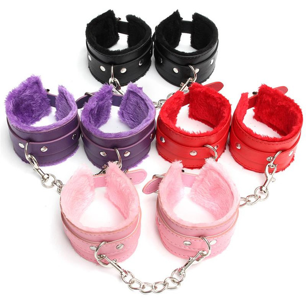 Sex Couple Game Sex Handcuffs PU Leather Wrist Cuffs PlayChain Colorful Costume Tools Sex Flirt Toys For Lovers