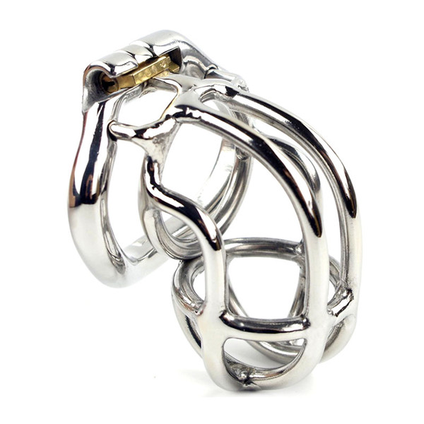 New Male Annular Chastity Cage Device Belt with Open Mouth Snap Ring Small Size Stainless Steel Kit Bondage SM Toys Cock Locks