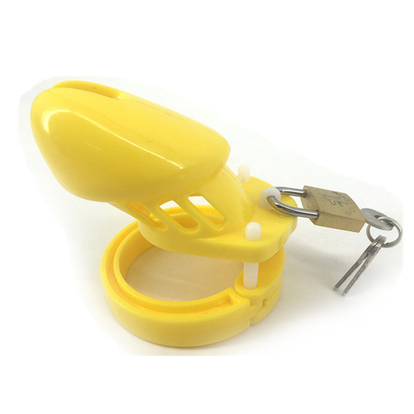 CB6000S Yellow Male Chastity Device With 5 Size Penis Ring Cock Cages Chastity Lock Penis Extenders Cock Ring Adult Sex Toy for Men