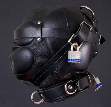 New Bondage Full Leather TOTAL SENSORY DEPRIVATION BONDAGE HOOD with Locking Buckles Sex Headgear, SM011