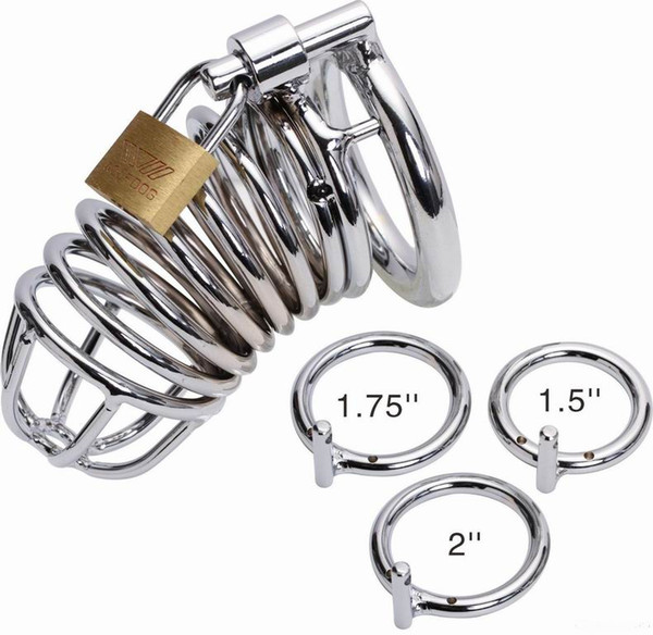 Free shipping - New Stainless Steel Chastity Cage Male Chastity Device Cock Cage Belt Bondage Sm Sex Toys for Men Penis Device