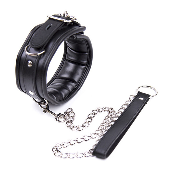 High Quality Black Leash PU Leather Necklace Drag Chain Erotic Chastity Neck Collar Fetish Choker Bondage Sex Toys Restraints Adult Games