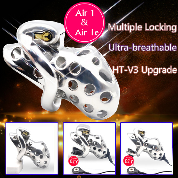 New Arrival Venting Hole Design Male(Electric) Chastity Device 316 Stainless Steel Cage Penis Ring Sex Toys Kidding Zone Metal Air 1(e+)