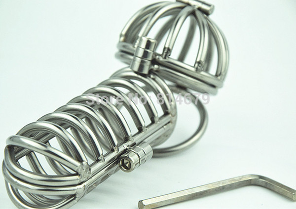 Free Shipping 2016Hot sale New Design M056-L Stainless Steel Cock Ring Penis Ring Cock Cage Penis Cage Sex Toys for Men