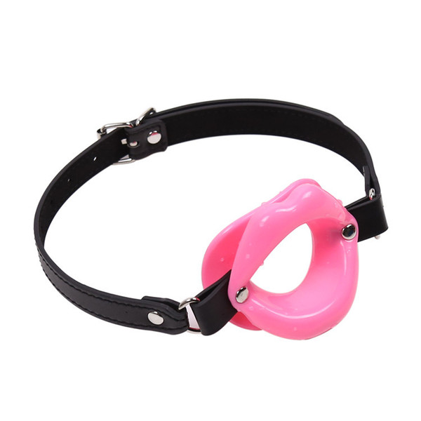 Adult Sex Bondage Female Open Mouth Lip Style Ring Gag with Leather Strap Forced Blow Job Sex Doll Game Toy Sex Products